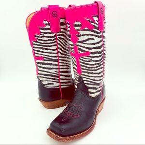 Girls Anderson Bean Tall Zebra Print Boots